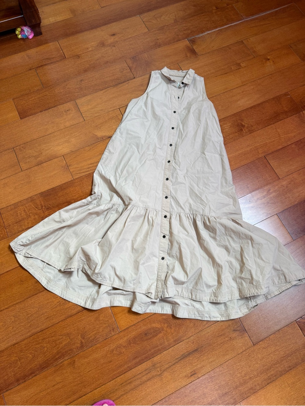 Anthropologie Collared Button-Front Tiered Maxi Dress in Cream